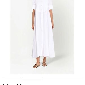Adam Lippes White band collar poplin cotton dress